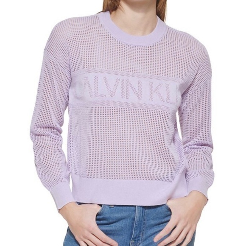 3/30 sale ! Calvin Klein logo mesh sweater - medium